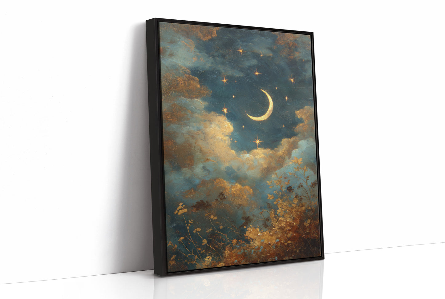 Golden Crescent Through Evening Clouds