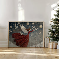 Winter Doves Follow Moonlit Dreams