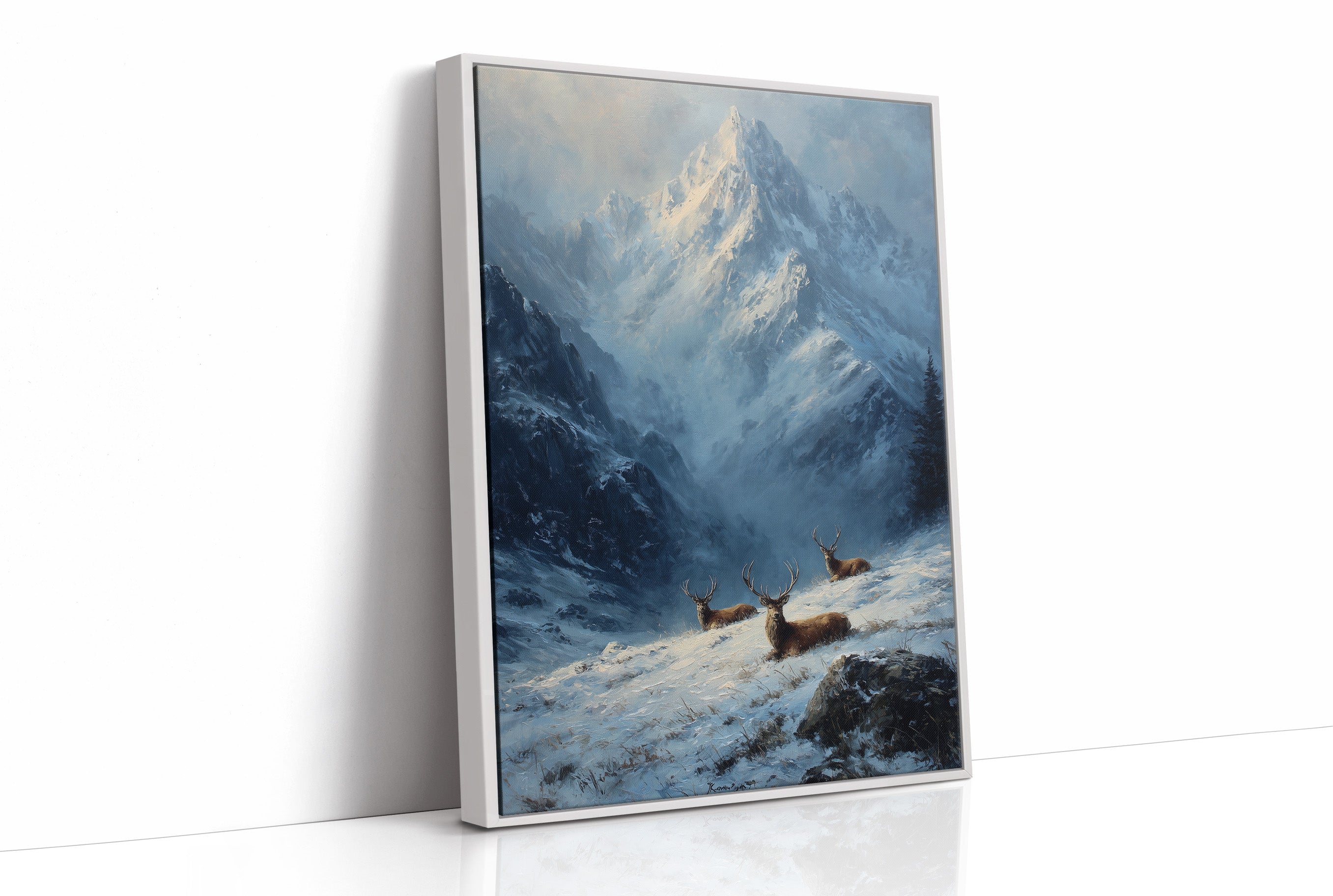 Stags in the Alpine Snow