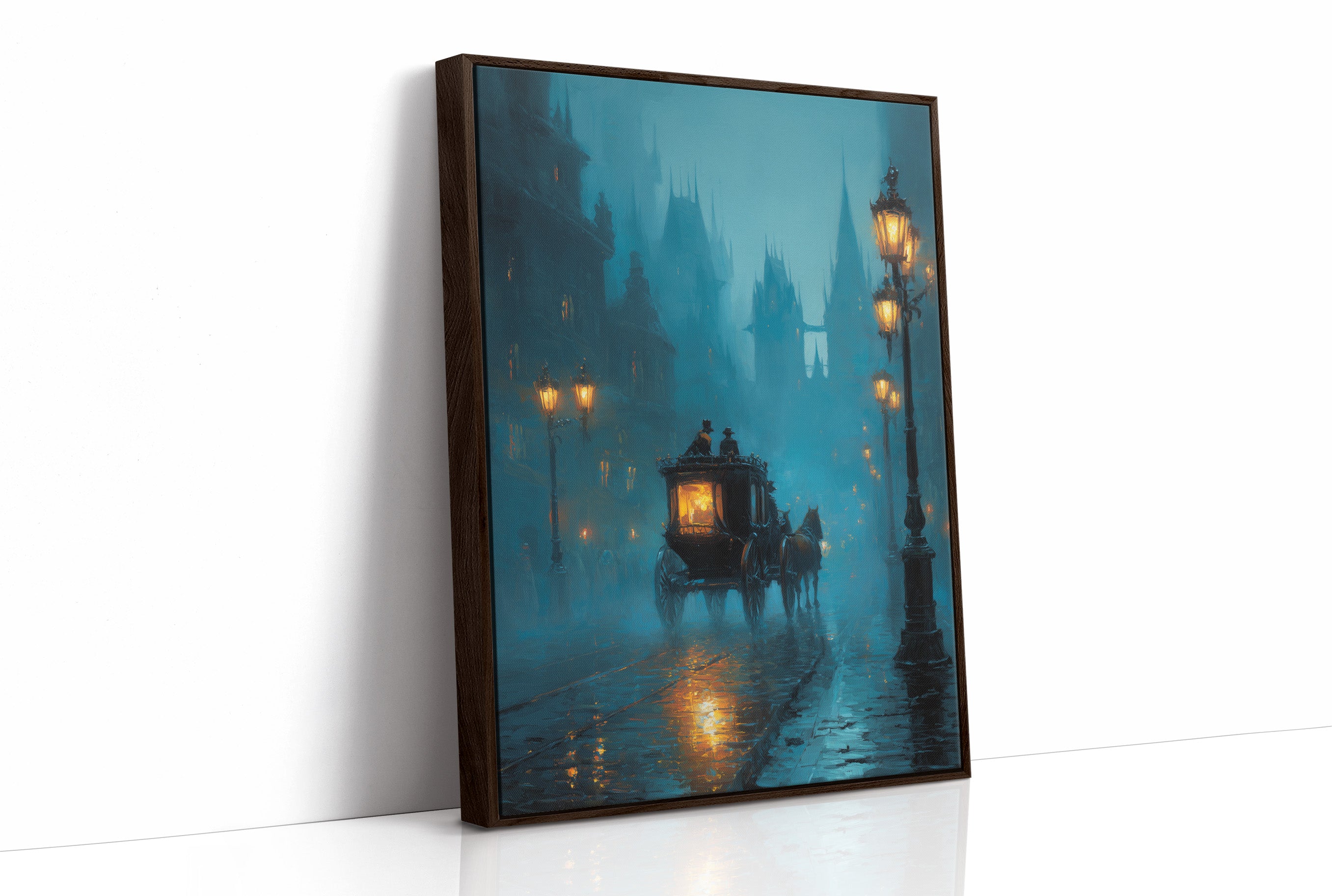 Midnight Carriage Through Teal Fog