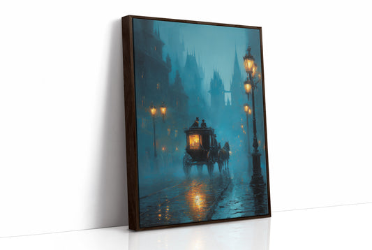 Midnight Carriage Through Teal Fog
