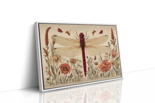 Crimson Messenger Through Wildflower Meadow