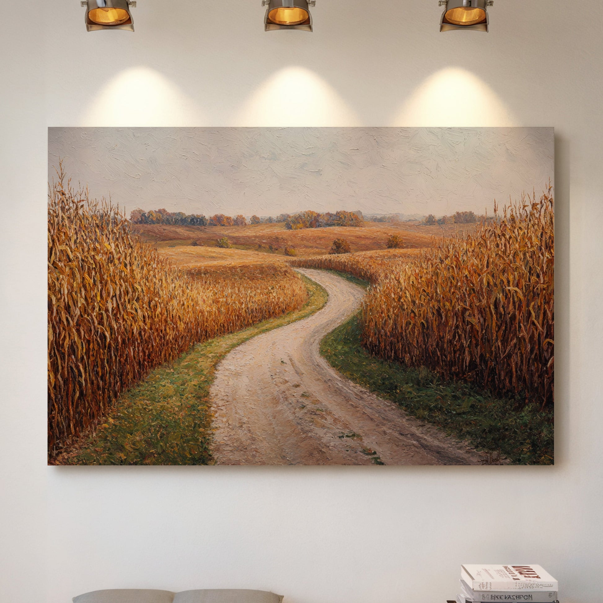 Harvest Path Winds Through Golden Fields