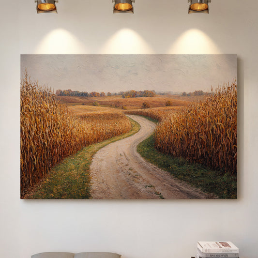 Harvest Path Winds Through Golden Fields