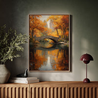 Maple Fire Mirrors Stone Bridge