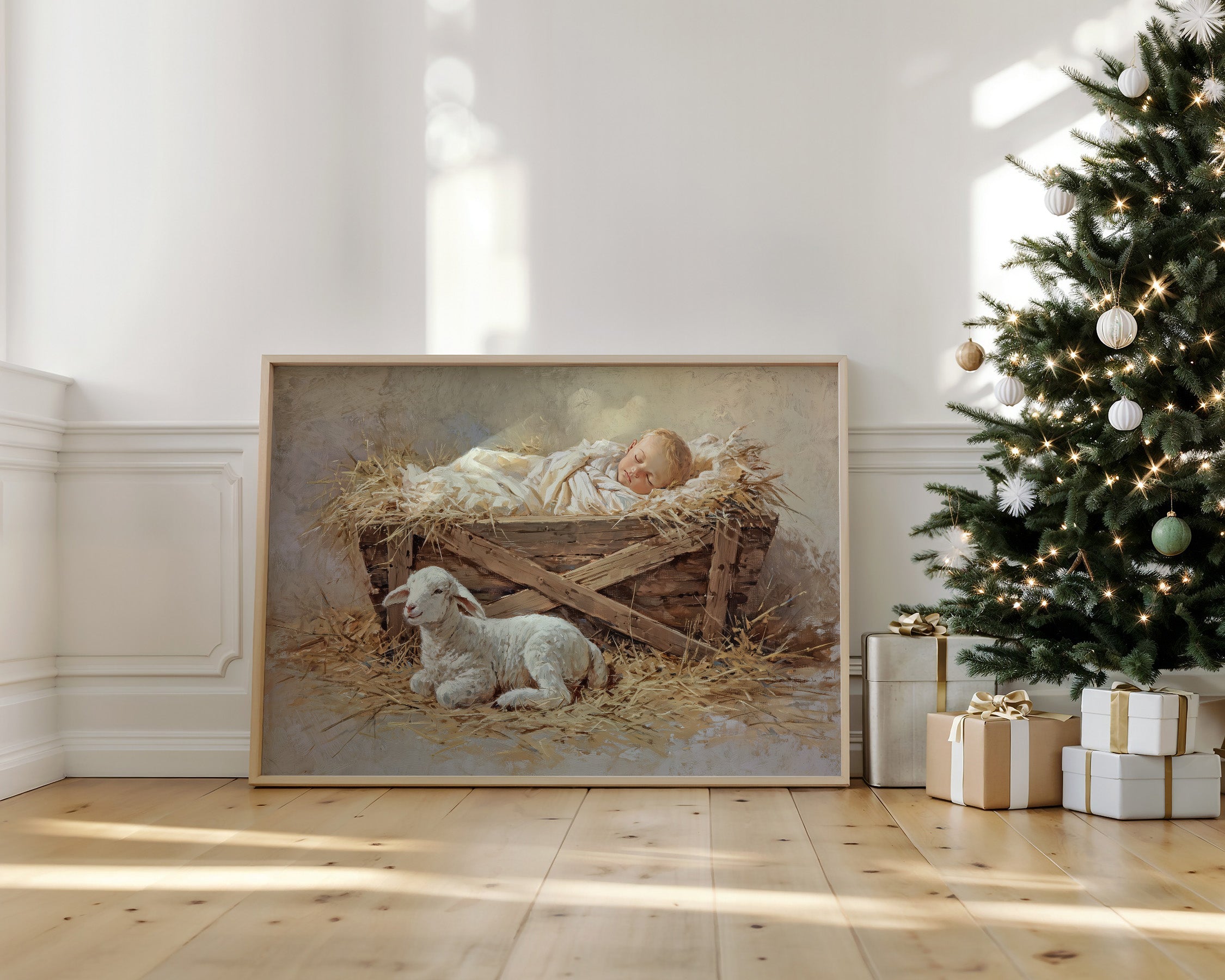 Gentle Lamb Guards Winter's Peace