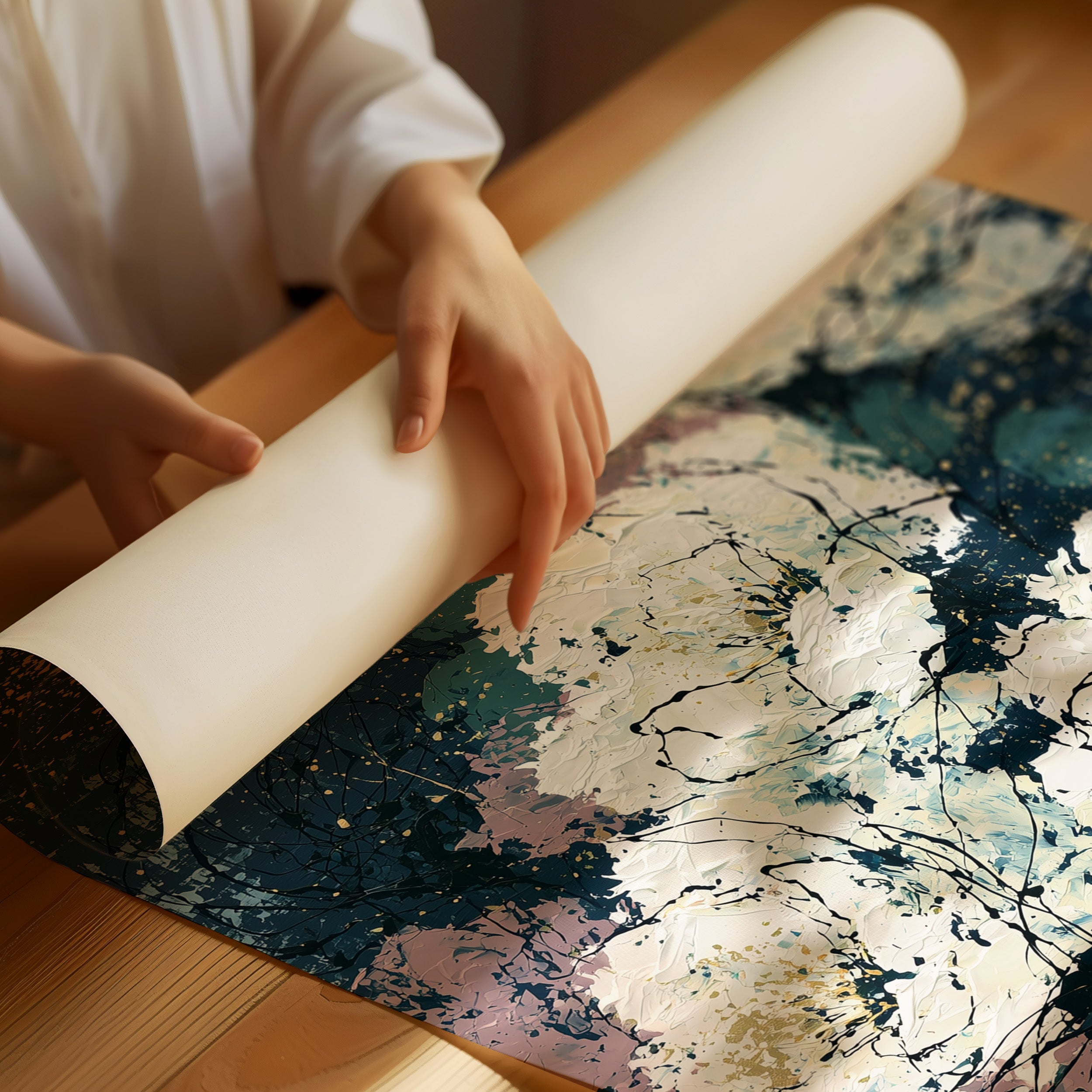 Midnight Blooms in Gold Leaf