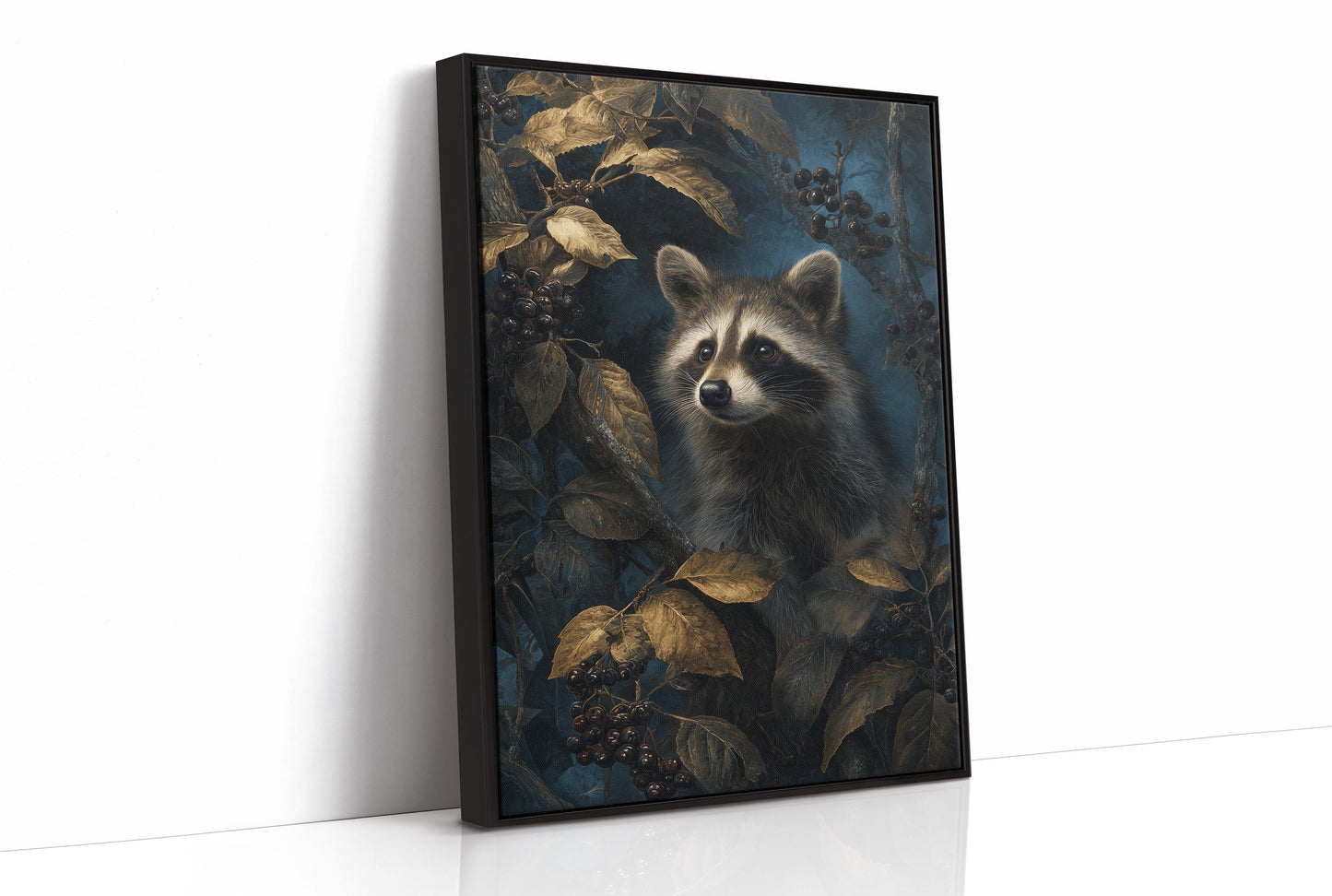 Midnight Visitor Behind Golden Leaves