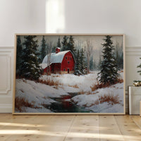 Red Barn Rests In Winter's Grace