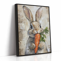 Adorable Bunny with Carrot – Rustic Farmhouse Animal Wall Art Print