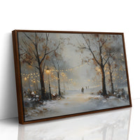 Luminous Winter Path Through Misty Woods