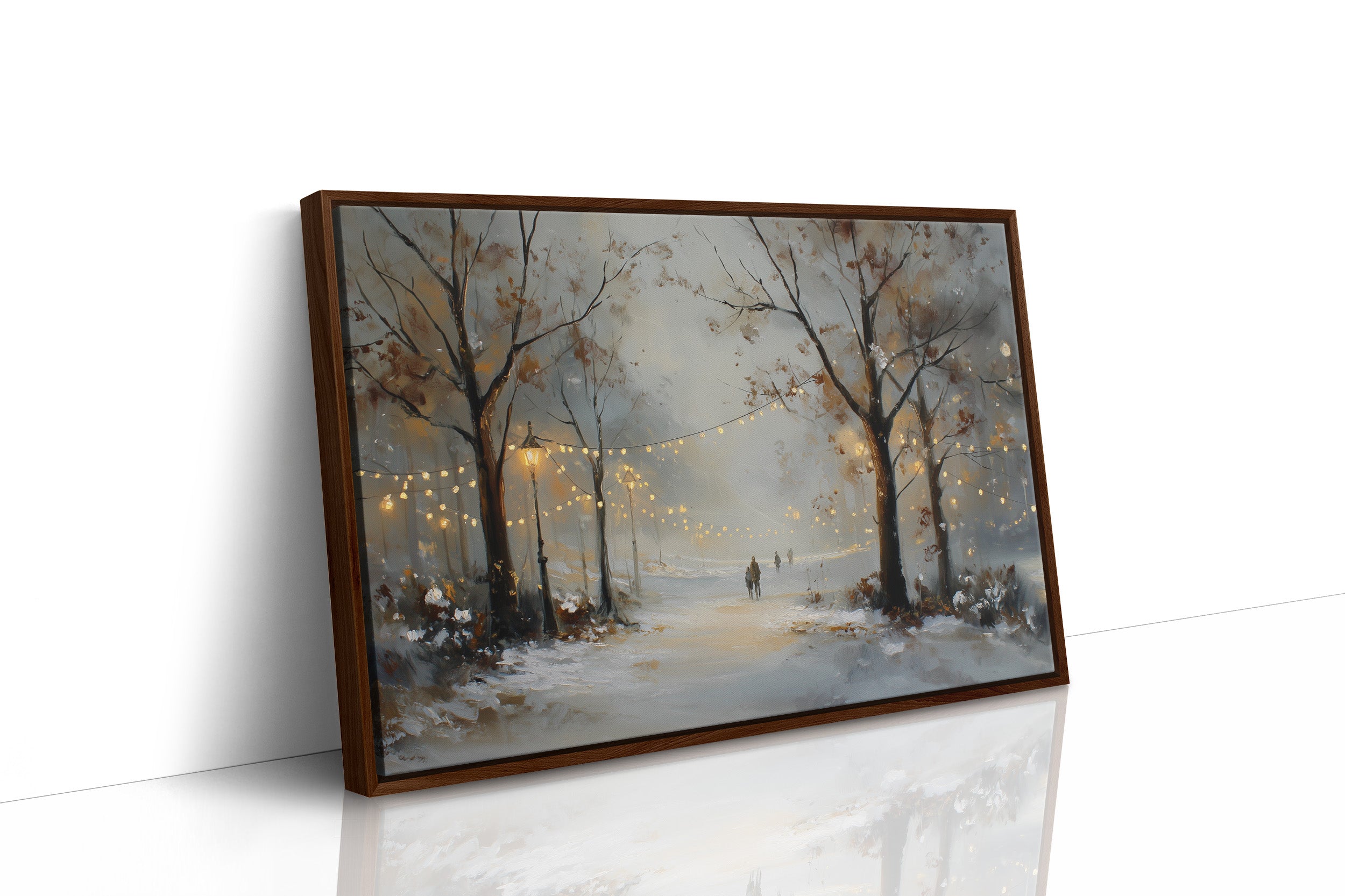 Luminous Winter Path Through Misty Woods