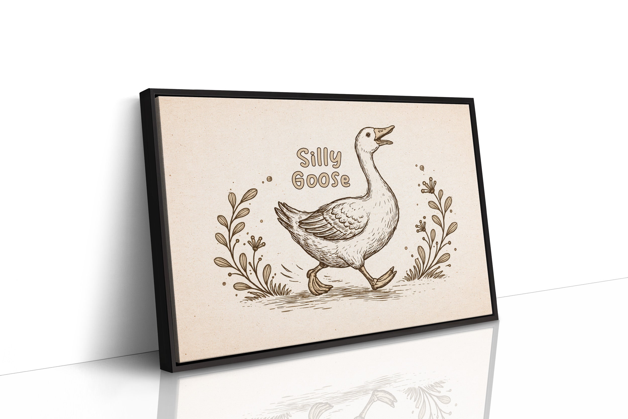 Whimsical Waddle Through Sepia Fields