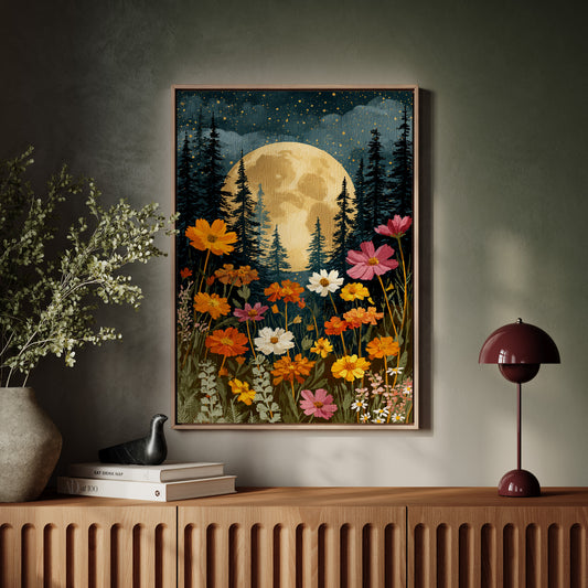 Moonlit Bloom Beneath Ancient Pines