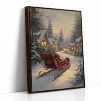 Sleigh Rests By Winter's Glowing Path