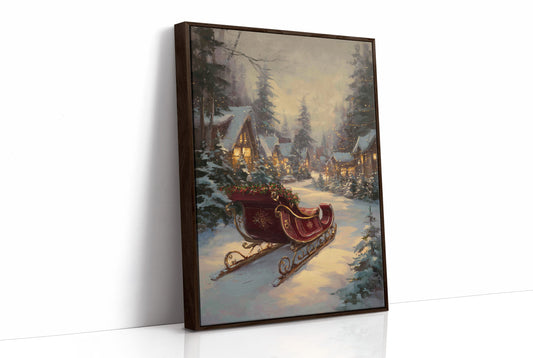 Sleigh Rests By Winter's Glowing Path