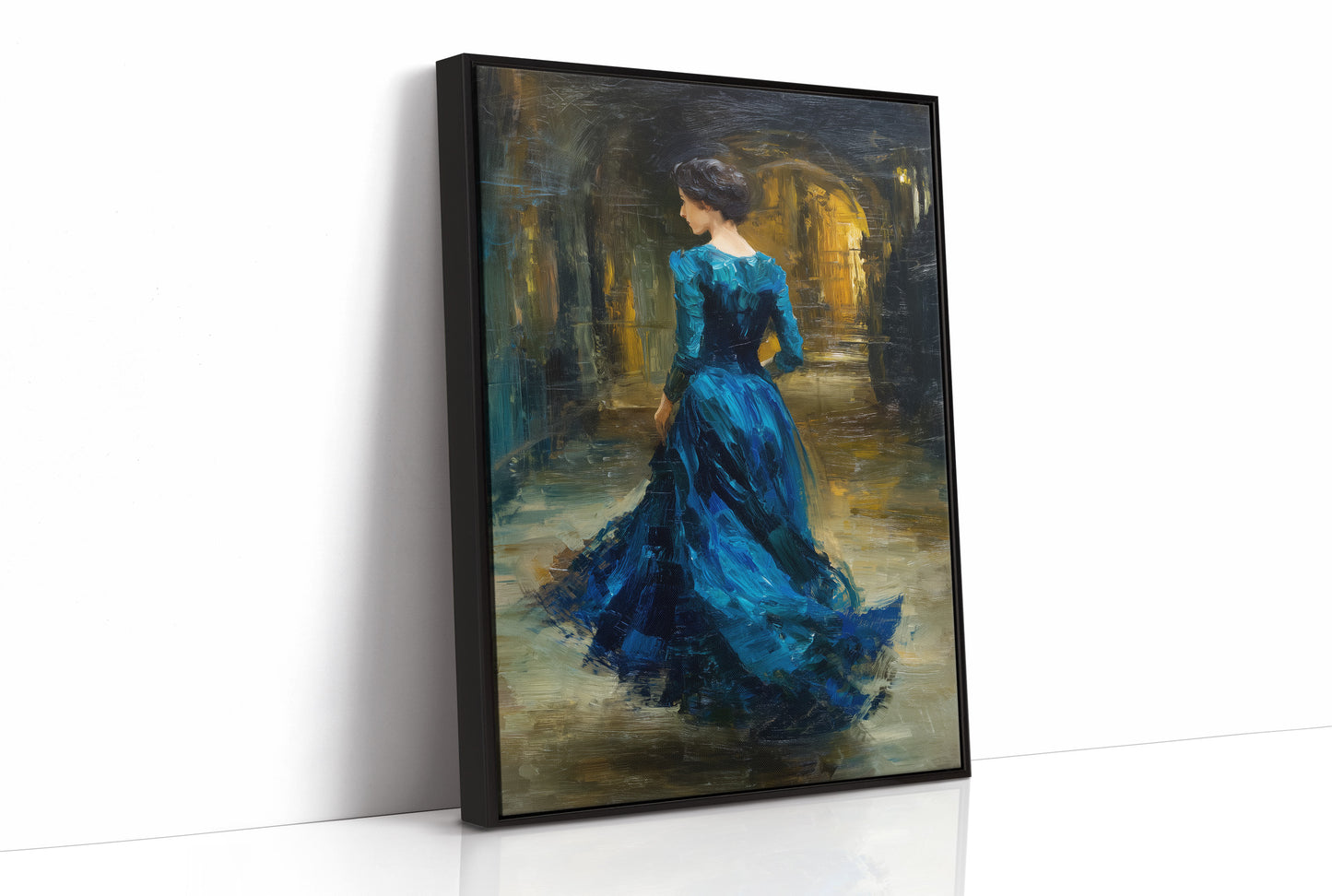 Sapphire Gown Toward Golden Passage