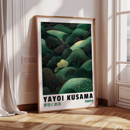 Abstract Green Dreamscape – Kusama-Inspired Forest