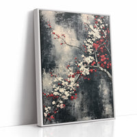 Cherry Blossoms on Charcoal Silk