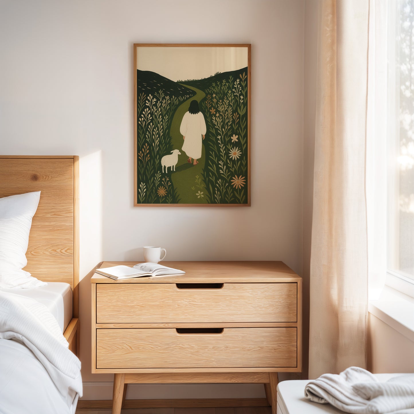 The Shepherd and the Lamb Floral Path Print