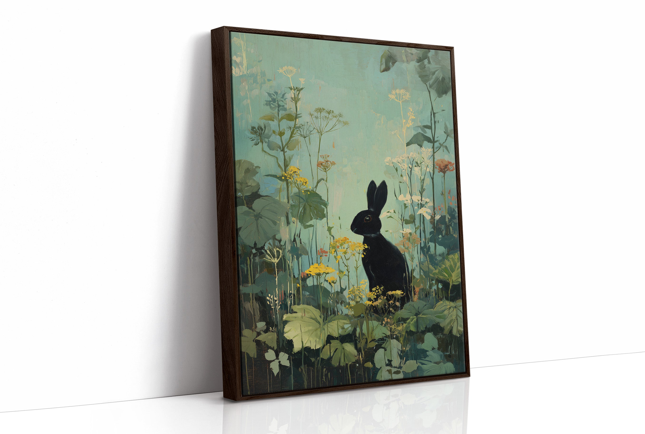 Midnight Hare Among Wildflowers