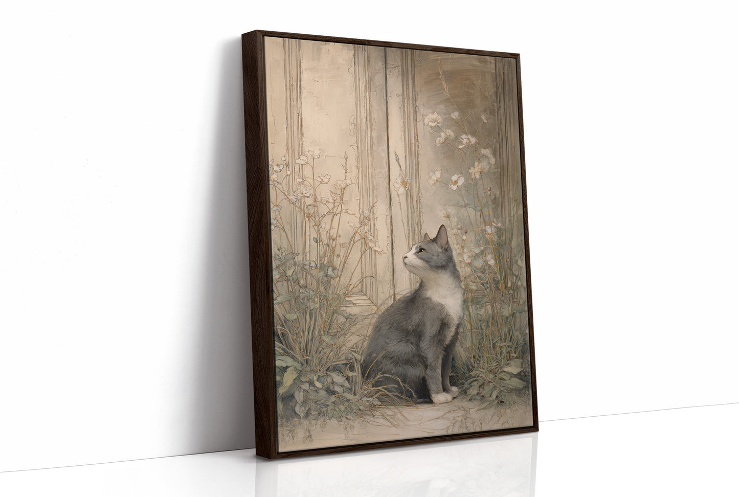 Feline Gazes Through Garden Windows