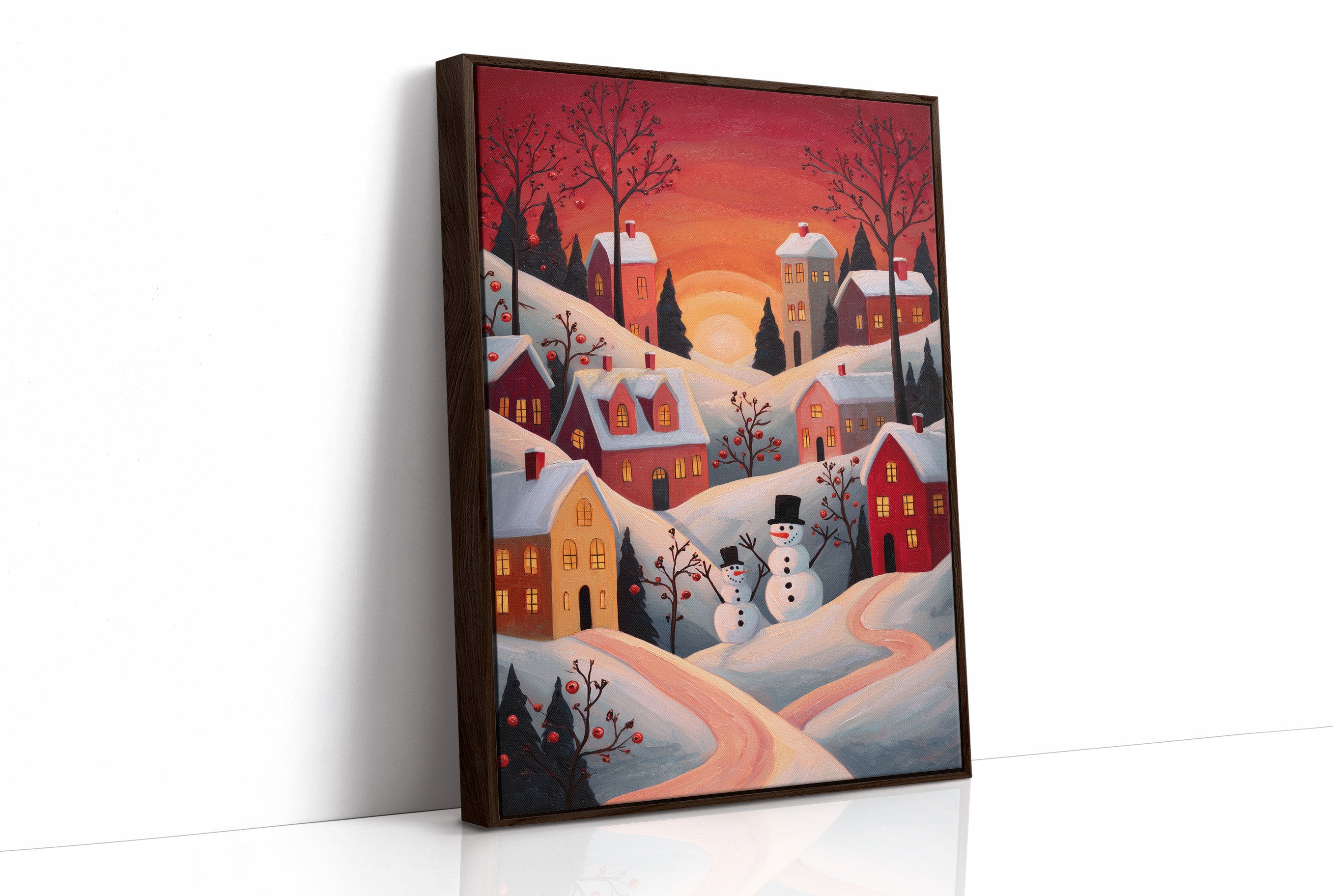 Winter Village Glows At Sunset