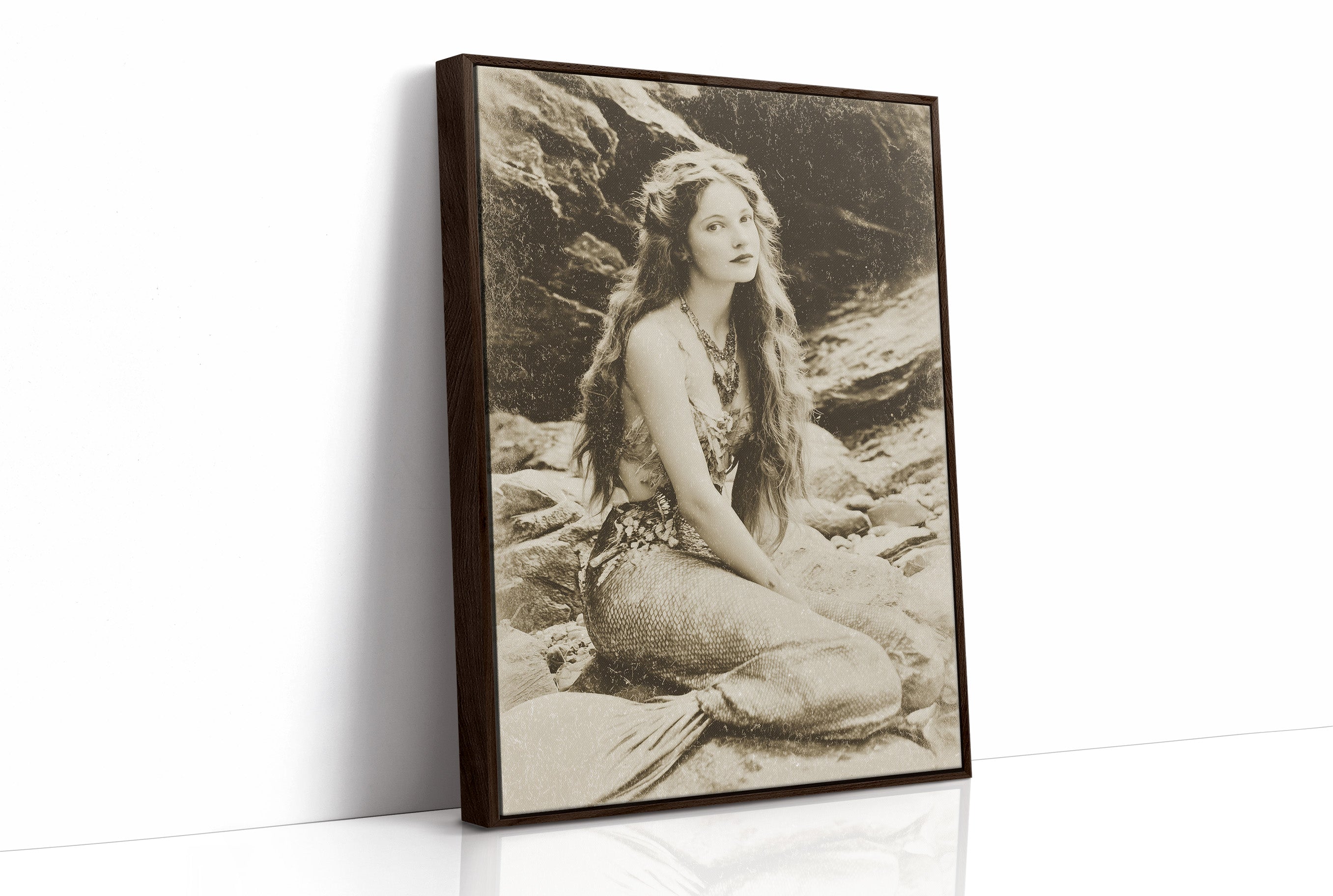 Vintage Waves Against Rocky Shore