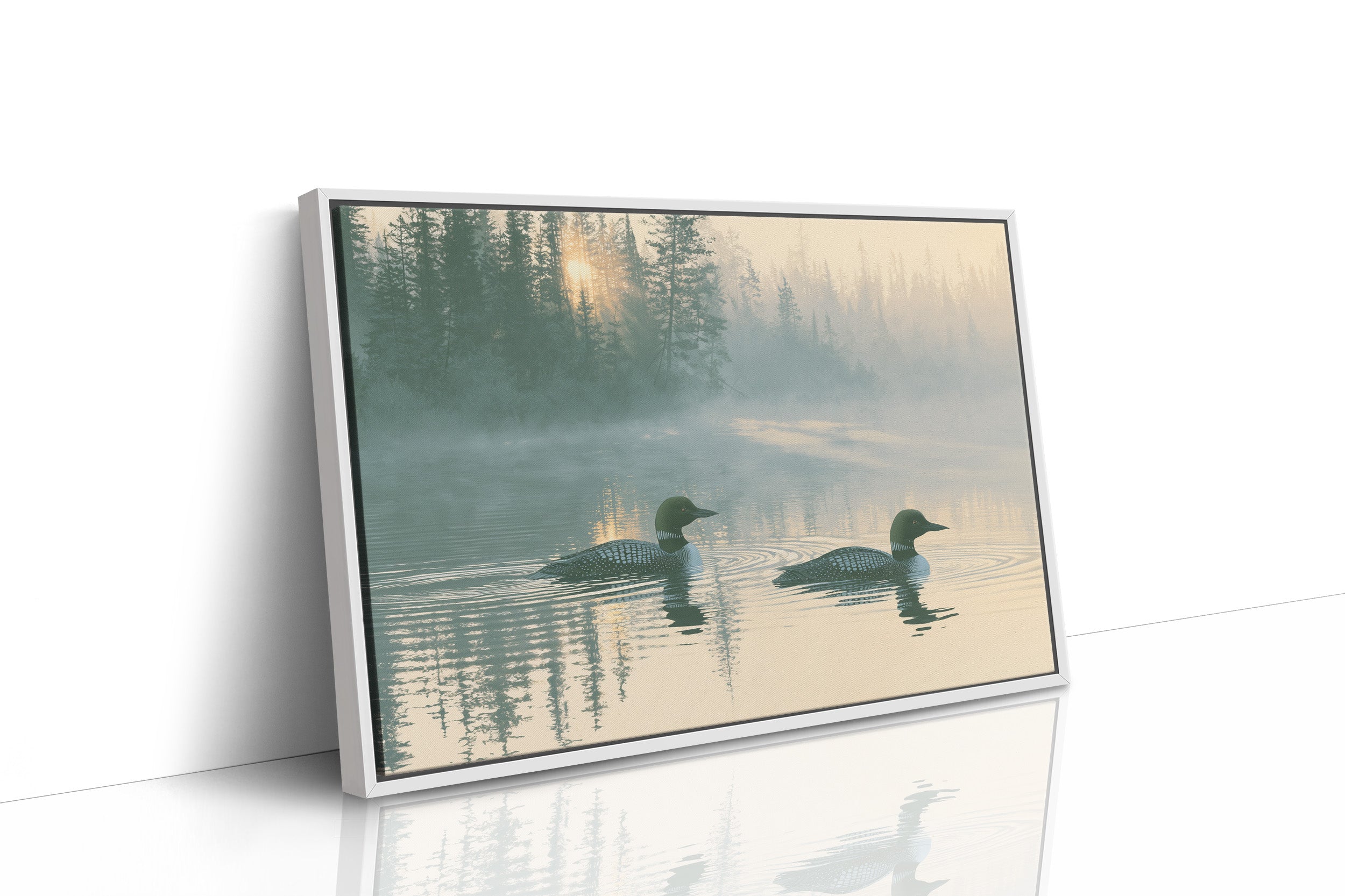 Loons, Misty Dawn Ripples