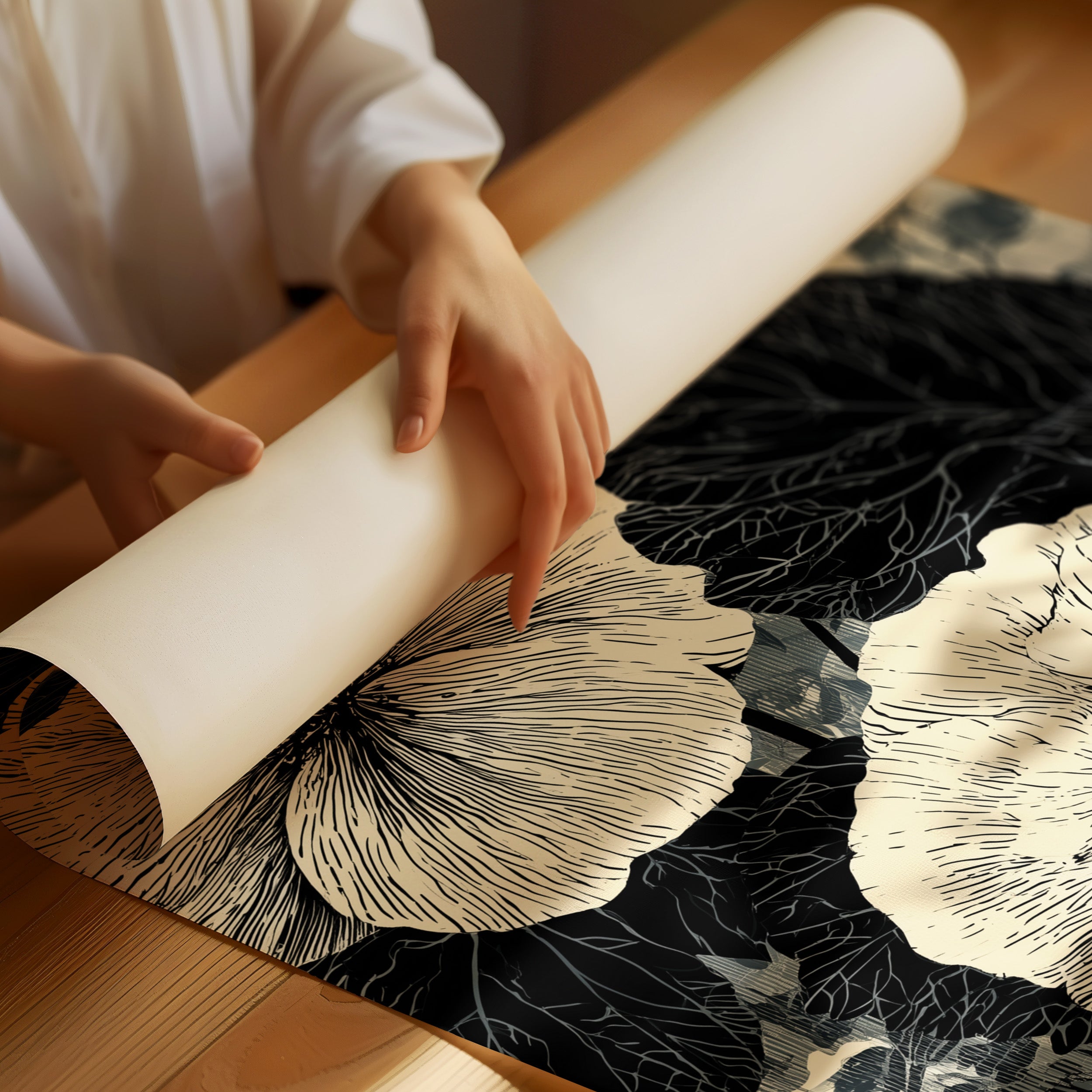 Hibiscus in Fine Black Ink