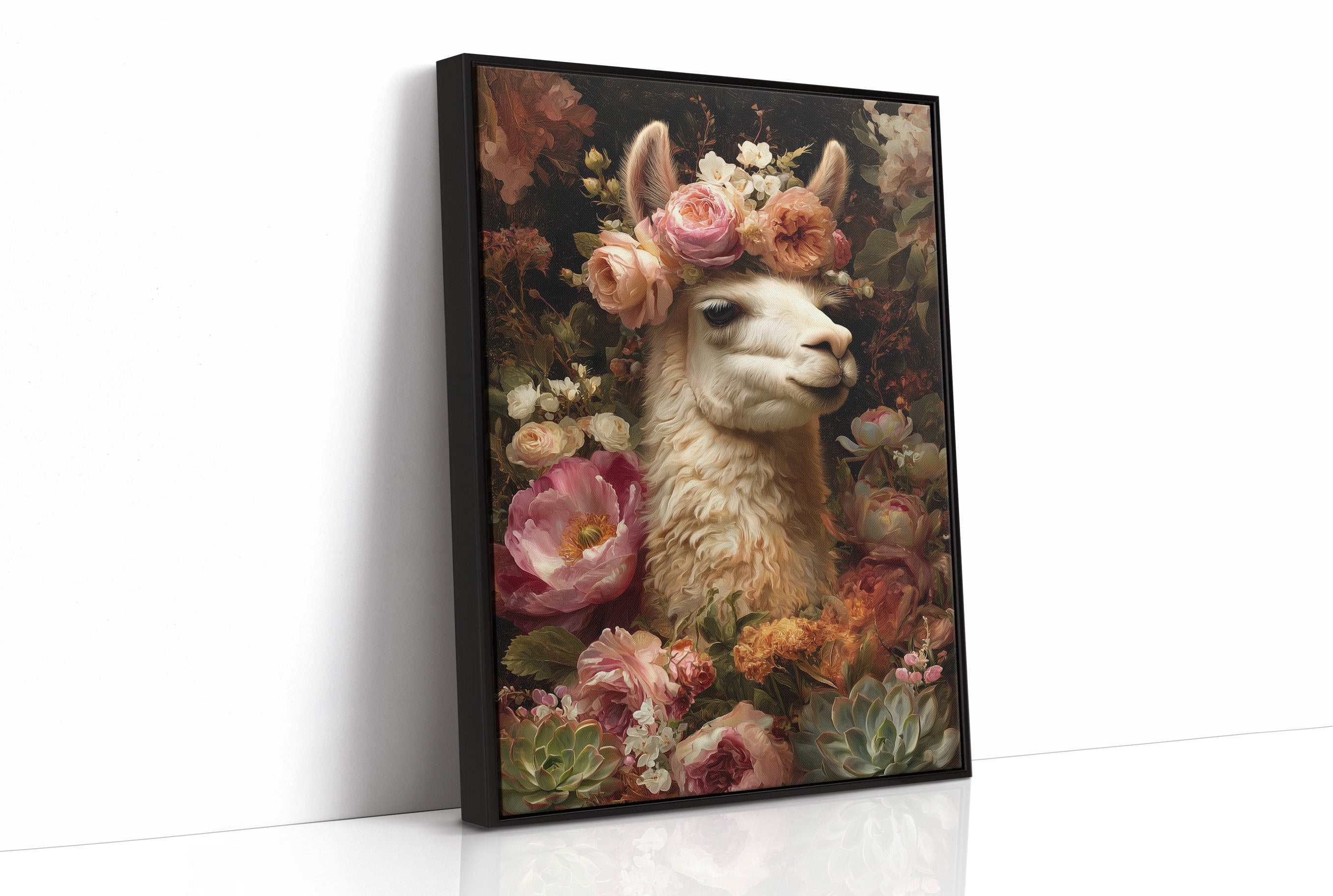 Crowned Llama In Floral Court