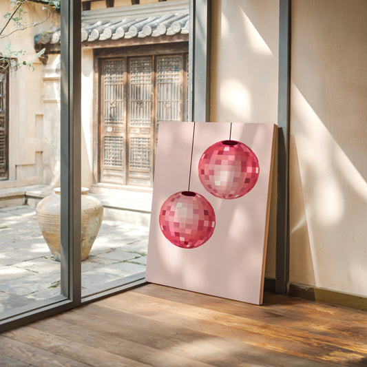Rose Disco Spheres Catch Morning Light