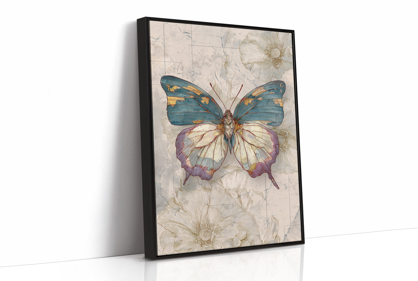 Teal Wings On Vintage Maps