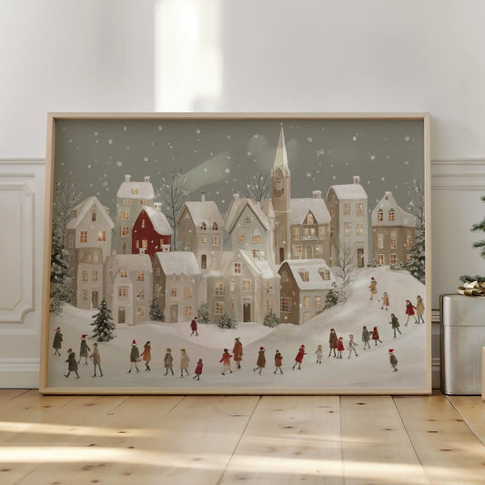 Snow Falls On Village Procession