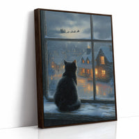 Black Cat Watches Santa's Flight