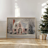 Pink Cottage Wears Winter's Crown