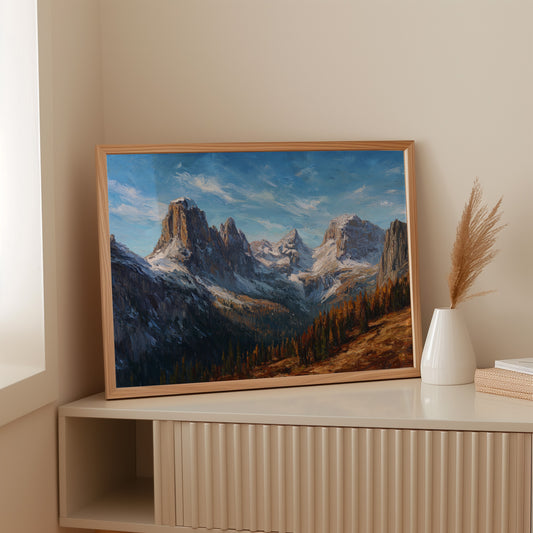 Autumn Pines Meet Winter Peaks