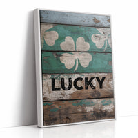 Painted Lucky on Old Wood