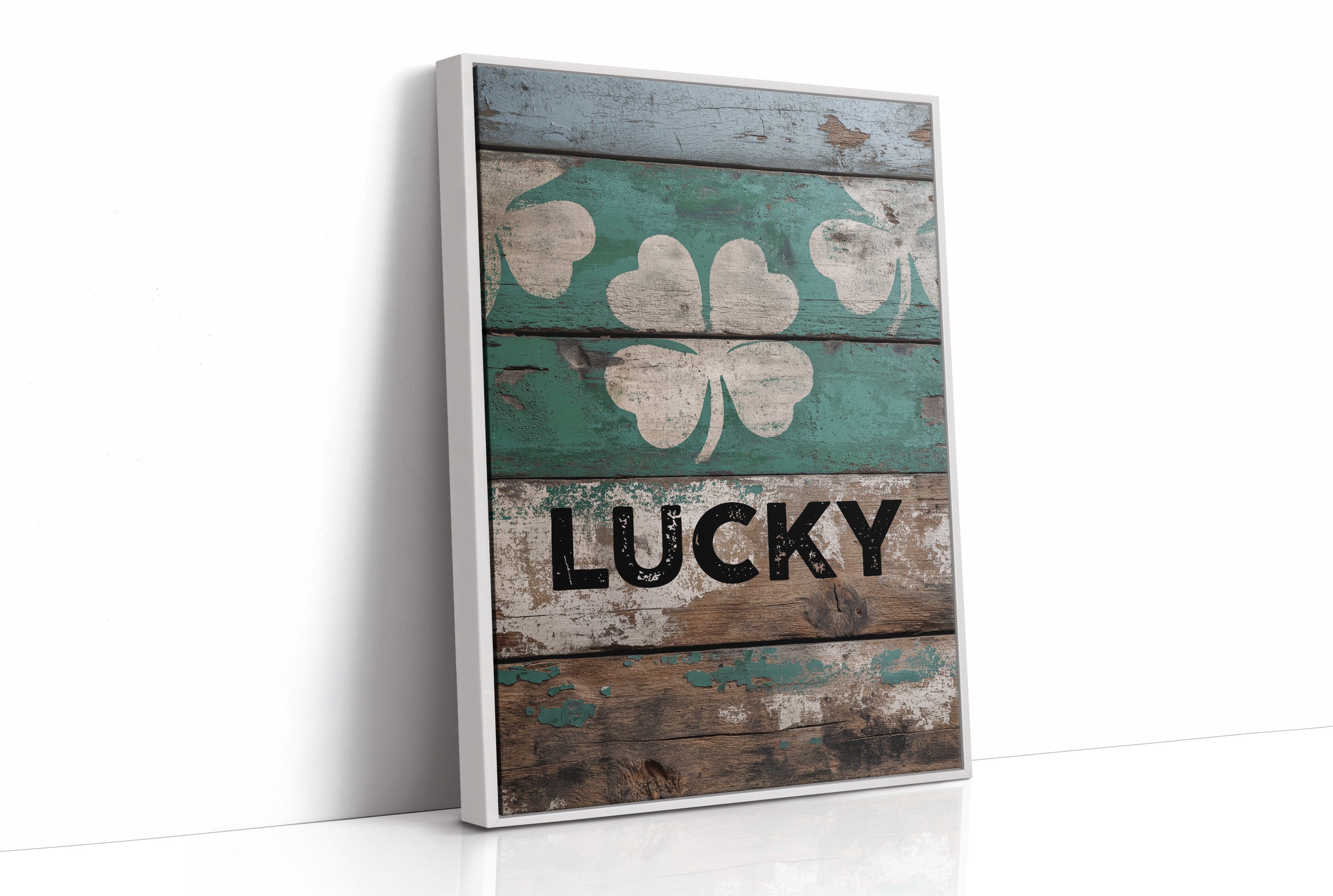 Painted Lucky on Old Wood