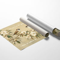 Sparrows Rest Among Blossom Branches