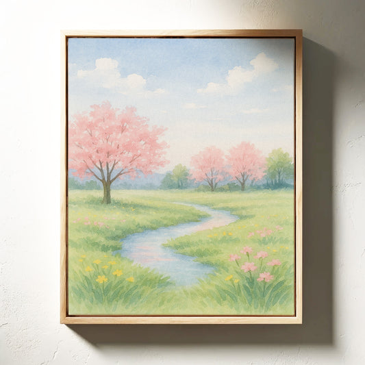 Spring Stream and Blossom Path