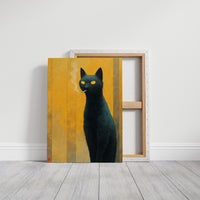 Midnight Cat Against Golden Dawn