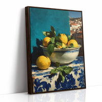 Lemons on Blue Tile