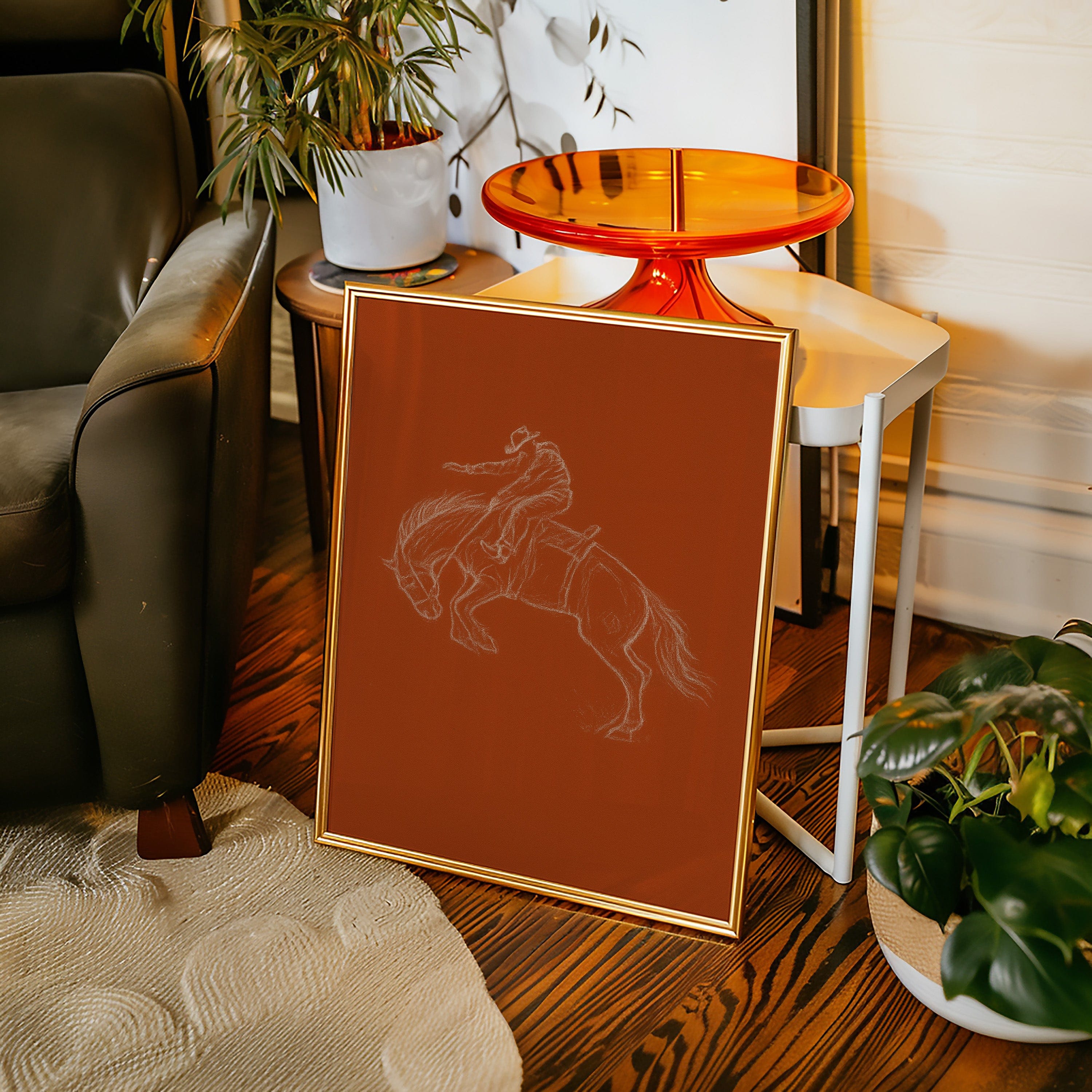 Minimalist Bronco Rider Sketch