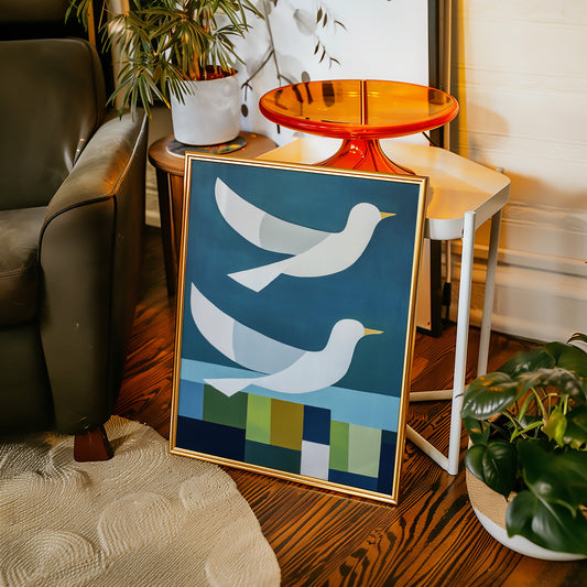 Peace Doves Above Geometric Fields