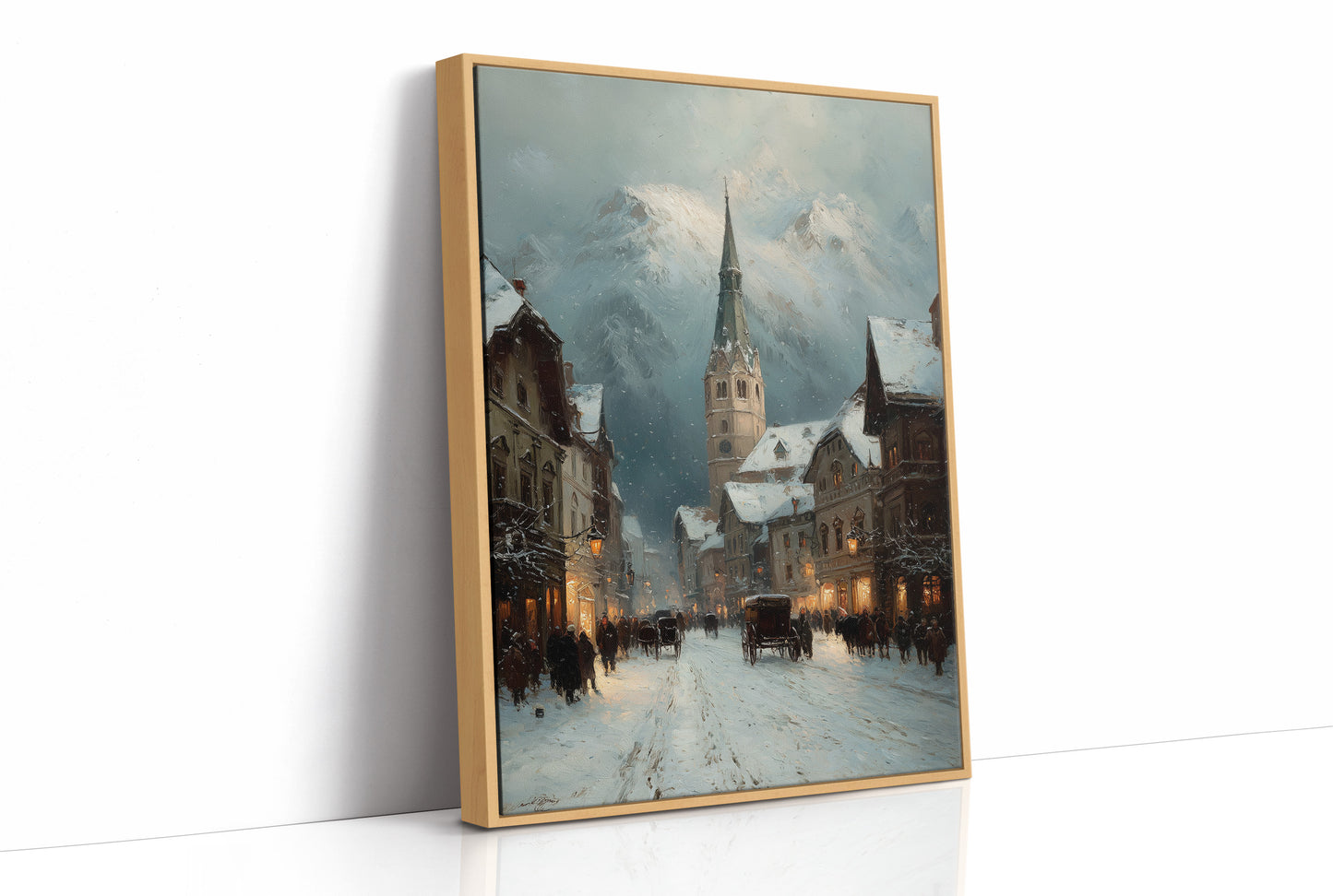 An Alpine Village at Dusk