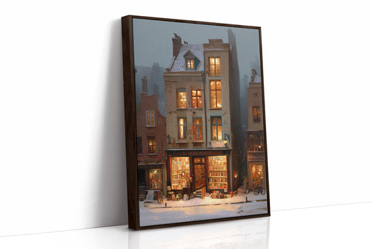 Bookshop Glows Through Winter Evening