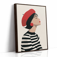 Parisian Reverie: Striped Elegance in Profile