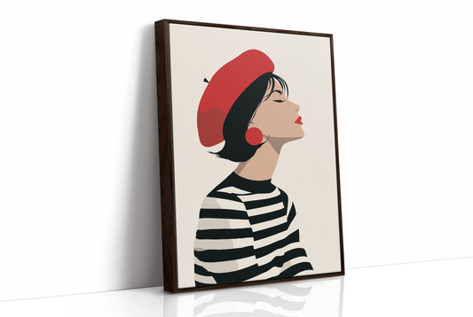 Parisian Reverie: Striped Elegance in Profile