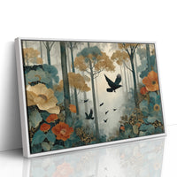 Ravens Soar Through Floral Forest